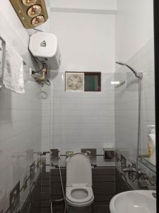 a bathroom with a toilet and a sink at Train Station Backpackers Hostel in Ninh Binh