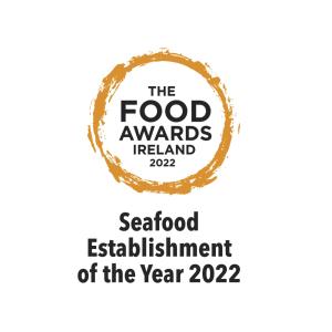 a poster for the food awards ireland seaford establishment of the year at The Rusty Mackerel in Teelin
