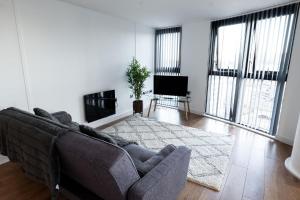 salon z kanapą i telewizorem w obiekcie Apartment @ I Quarter w Sheffield