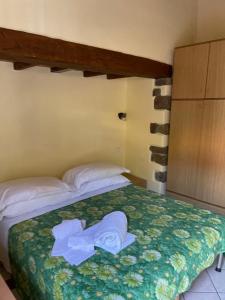 ein Schlafzimmer mit einem Bett mit Handtüchern darauf in der Unterkunft Agriturismo Bicocchi in Piteglio