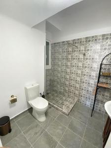 un bagno con wc e doccia di Check Point - Acropolis View ad Atene