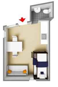 a floor plan of a room with a bunk bed at First Camp Aarhus - Jylland in Aarhus