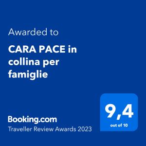 a screenshot of a carapa page in calima per capita at "CARA PACE" in collina per famiglie in Montefiore Conca