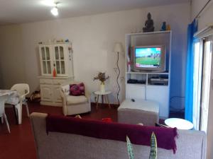 uma sala de estar com um sofá e uma televisão em Graciela Chacras Pueyrredón em Ciudad Lujan de Cuyo