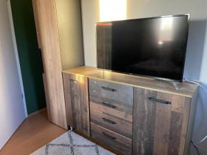 centrum rozrywki z telewizorem z płaskim ekranem w obiekcie Zen Garden Vendégház Siófok w Siófoku