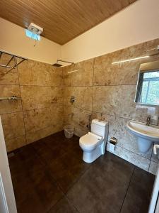 a bathroom with a toilet and a sink at Wild Elephant Resort in Kallar Vattiyar