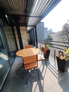 Balkon atau teras di Departamento de lujo con terraza Polanco