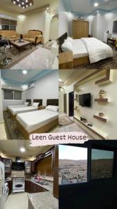 a collage of four pictures of a guest house at Leen Guest House in Wadi Musa