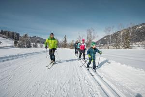 ヘルマゴルにあるNature Fun Apartments - Nassfeld - Pressegger Seeの雪上の人々