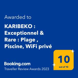 een geel bord met het nummer erop bij KARIBEKO : Exceptionnel & Rare : Plage , Piscine, WiFi privé in Saint-François
