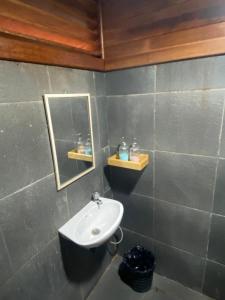 a bathroom with a sink and a mirror at Andau Resort Raja Ampat in Tapokreng