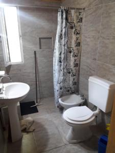 a bathroom with a toilet and a sink at Departamentos Don Carlos in Villa Cura Brochero