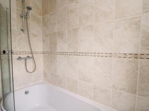 a bathroom with a shower and a bath tub at Llaethdy in Cardigan +10 photos