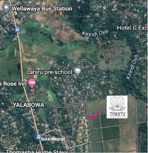Takimi Mini Villa في ويلاوايا: خريطة لمحطة الباص مع خطاط حمراء