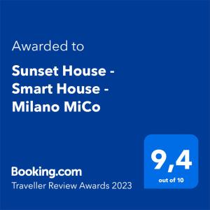 Ett certifikat, pris eller annat dokument som visas upp på Sunset House - Smart House - Milano MiCo