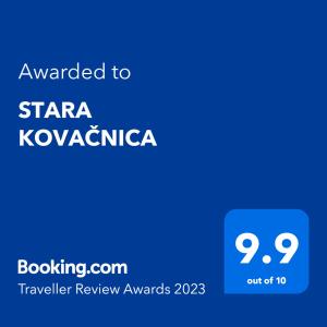 Certifikát, hodnocení, plakát nebo jiný dokument vystavený v ubytování STARA KOVAČNICA