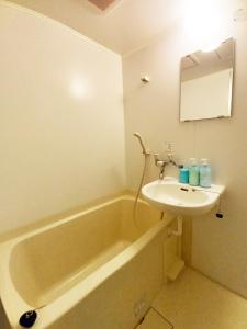a bathroom with a sink and a bath tub at HOTEL HOUSE LEE in Tokyo
