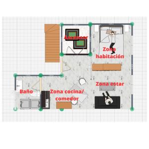 a floor plan of a small house with diagrams at Antigua Cestería in Seville