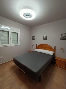 um quarto com uma cama grande num quarto em Casa Mequinenza em Mequinenza