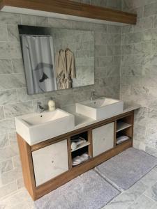 馬斯垂克的住宿－HS68-apartment，浴室设有2个水槽和镜子