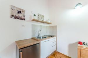 Kuchyň nebo kuchyňský kout v ubytování Apartmani Bugenvilija