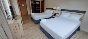 Postel nebo postele na pokoji v ubytování Hotel Diego de Almagro Castro