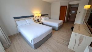 Postel nebo postele na pokoji v ubytování Hotel Diego de Almagro Castro