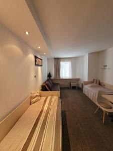 科帕奧尼克的住宿－Konaci Kopaonik Lux Apartmani，酒店客房,设有两张床和一张沙发