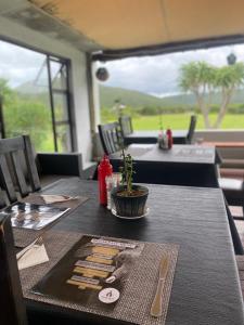 una mesa con una planta encima en ParkView Safari Lodge en Colchester