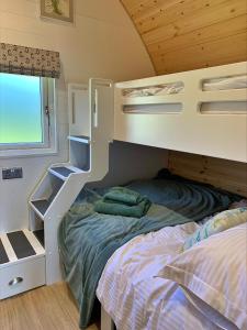 ein Schlafzimmer mit einem Etagenbett in einem winzigen Haus in der Unterkunft Finest Retreats - Worm Dale in York