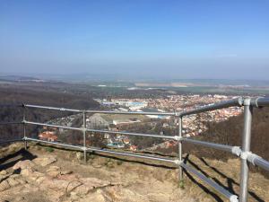 a view of a city from the top of a mountain at Ferienwohnung am Friedenspark 2 in Thale