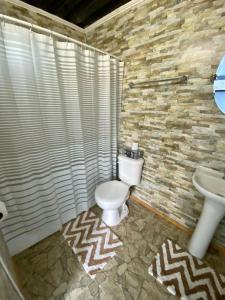 ein Bad mit einem WC und einem Waschbecken in der Unterkunft Krukke Valdivia in Valdivia