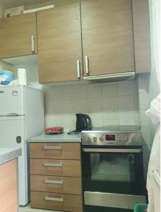 a kitchen with a stove and a refrigerator at Cosy apartment in Perea