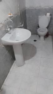 y baño con lavabo blanco y aseo. en Hag Doly Nubian geust House, en Asuán