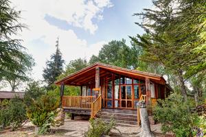 una pequeña cabaña en medio de un bosque en Apartamentos Turísticos Matagacha, en Villaviciosa