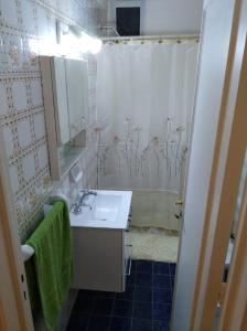 y baño con lavabo y ducha. en Departamento 2 ambientes Piso 14 Mucho sol y buena vista en Buenos Aires