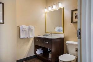 a bathroom with a sink and a toilet and a mirror at Best Western Syracuse Downtown Hotel and Suites in Syracuse