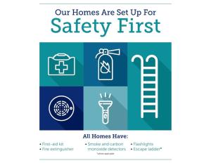 a set of safety first signs and symbols for homes at 3804 Mermaid Loft home in Pacific Grove