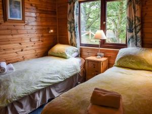 a bedroom with two beds in a log cabin at Catkin Lodge - Uk39646 in Lunga