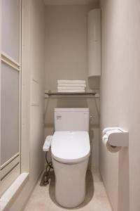a bathroom with a white toilet in a room at ELE Hotel Ginza East in Tokyo