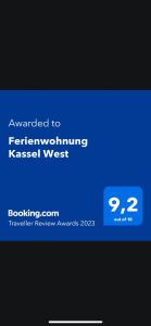 a cell phone screen with the textrated to terminating requested west at Ferienwohnung Kassel West in Kassel