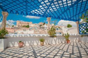 a view from the roof of a house with potted plants at Maison D'hôte Dar Saida in Sicca Veneria
