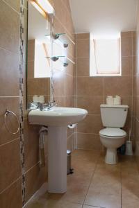 a bathroom with a sink and a toilet at Atlantic View Cottages in Doolin