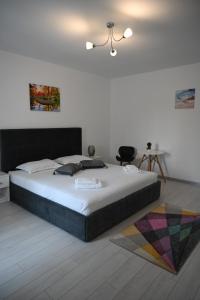 a bedroom with a large bed in a room at Casa Erty in Eforie Nord