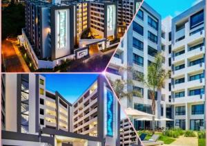 een collage van drie foto's van een gebouw bij Regency Apartment in Pretoria