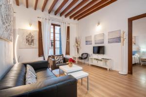 a living room with a couch and a tv at Holiday Palma Apartments - TI in Palma de Mallorca