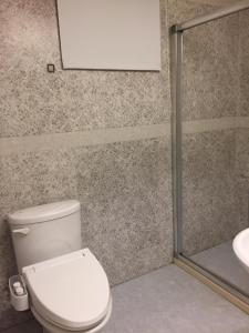 a bathroom with a toilet and a sink at Ji Pin Hotel in Xinzhuang +5 photos