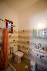 a bathroom with a toilet and a sink at Sunny Sofi Studios in Plános +23 photos
