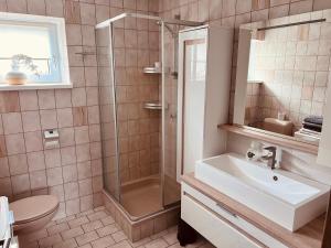 Koupelna v ubytování Musi Appartements