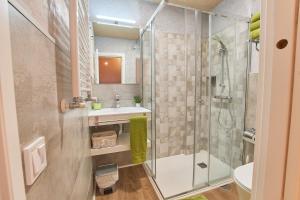 a bathroom with a shower and a sink at Casa Dakar in Valdemaluque +78 photos